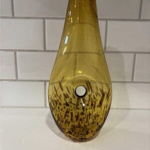 Italian Amber Bubble Art Glass Vase For Sale